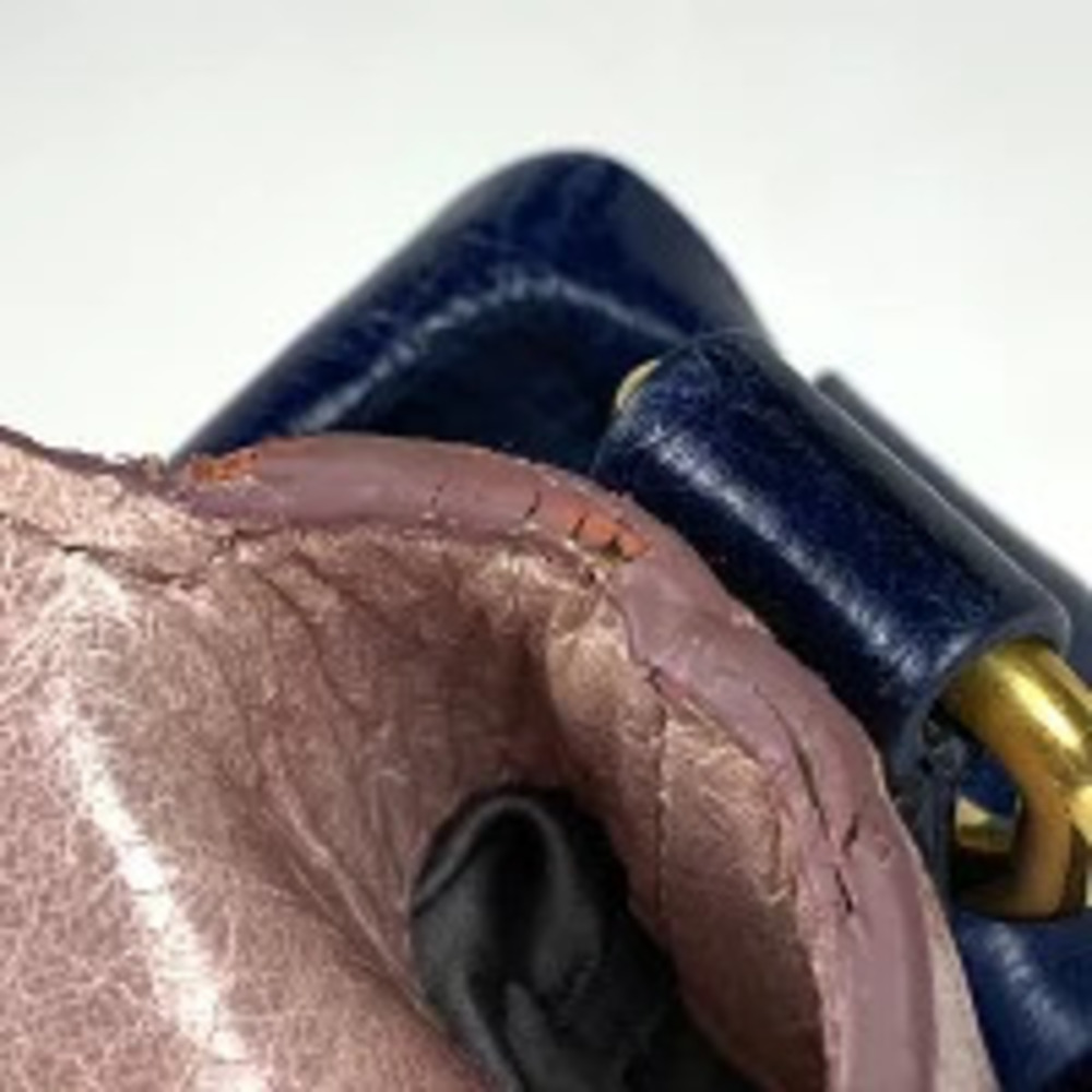Miu MIu 2way Shoulder Bag Rion Leather Pink Navy Blue - Picture 7 of 7